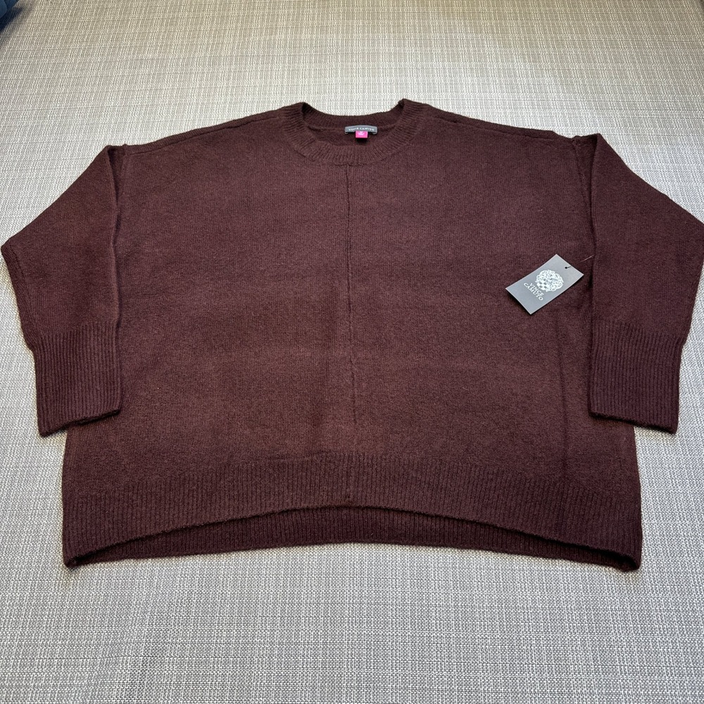New Vince Camuto Oversized Sweater Medium Burgundy Boxy Soft‎ Girl Cozy